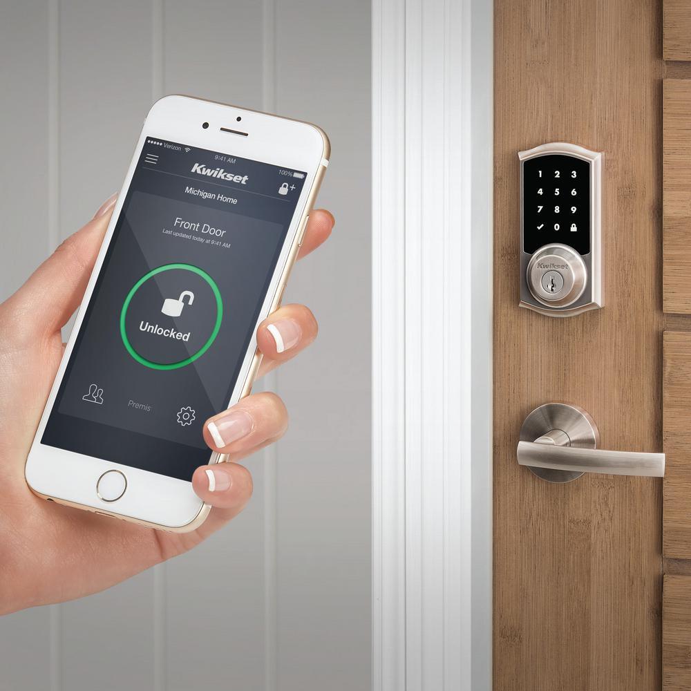 Premis Touchscreen Smart Lock Satin Nickel Single Cylinder Electronic Deadbolt Featuring SmartKey Security - Super Arbor