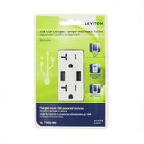 Decora 20 Amp 125-Volt Combination Duplex Outlet and USB Outlet, White - Super Arbor