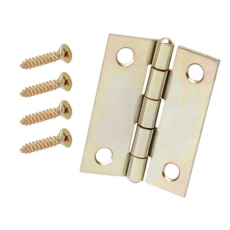 2 in. x 2 in. Satin Brass Narrow Utility Hinge Non-Removable Pin (2-Pack)