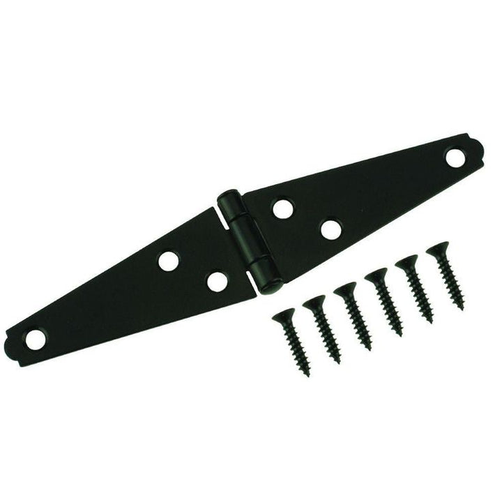 Everbilt 3 in. x 3 in. Black Strap Surface Mount Hinge (2-Pack)