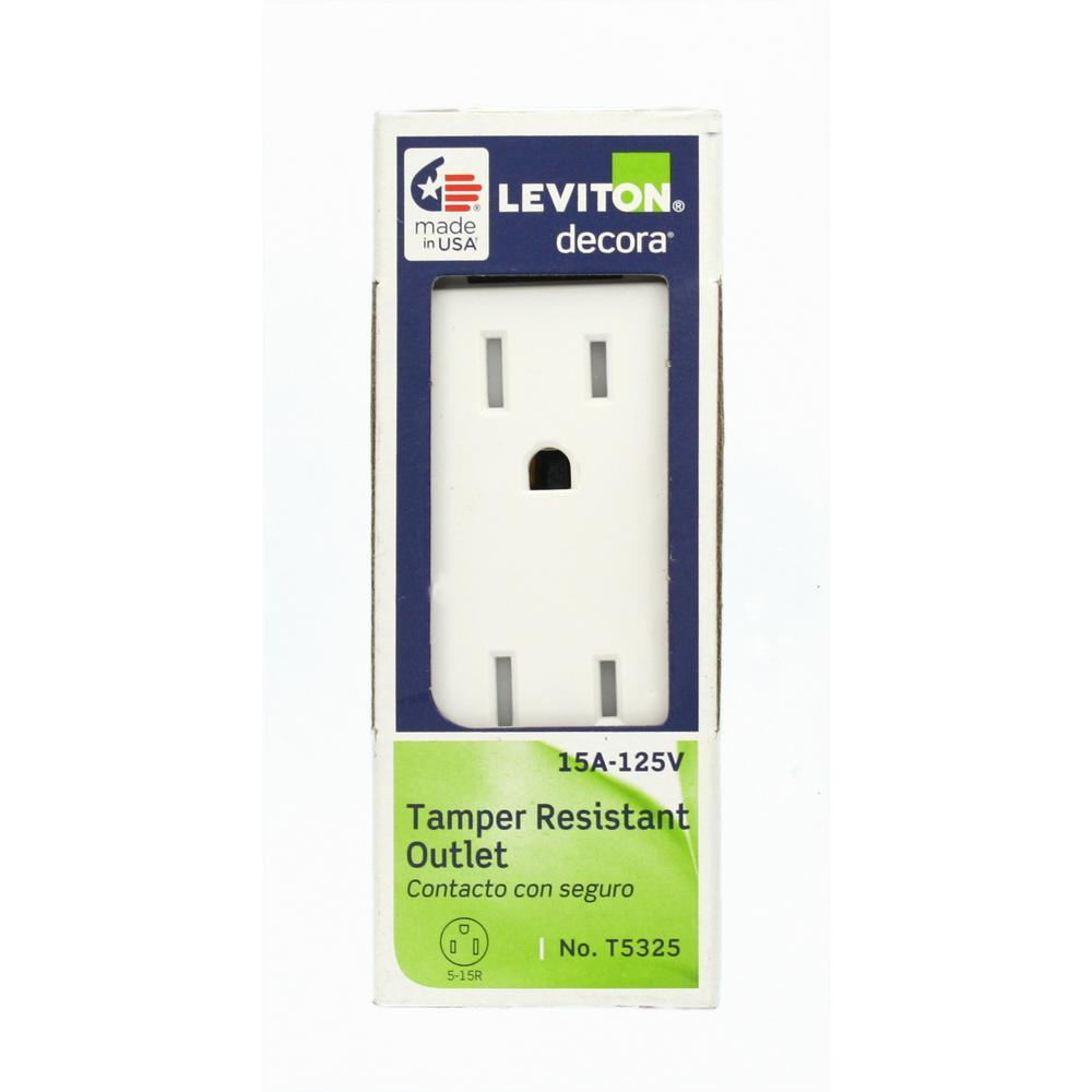 Decora 15 Amp Tamper Resistant Duplex Outlet, White - Super Arbor
