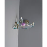 8 in. W Glass Corner Shelf in Brushed Nickel - Super Arbor