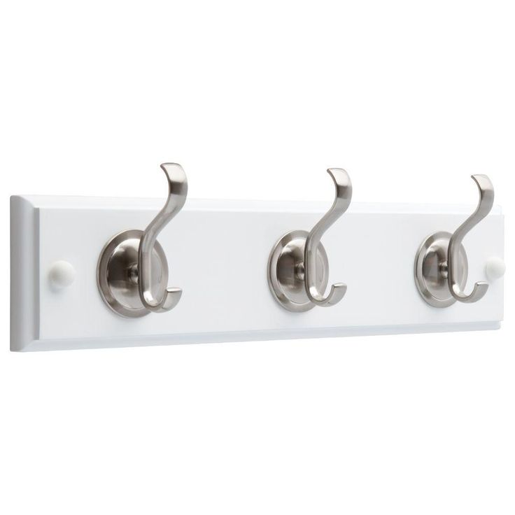 14 in. White and Satin Nickel Hook Rack