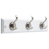 14 in. White and Satin Nickel Hook Rack