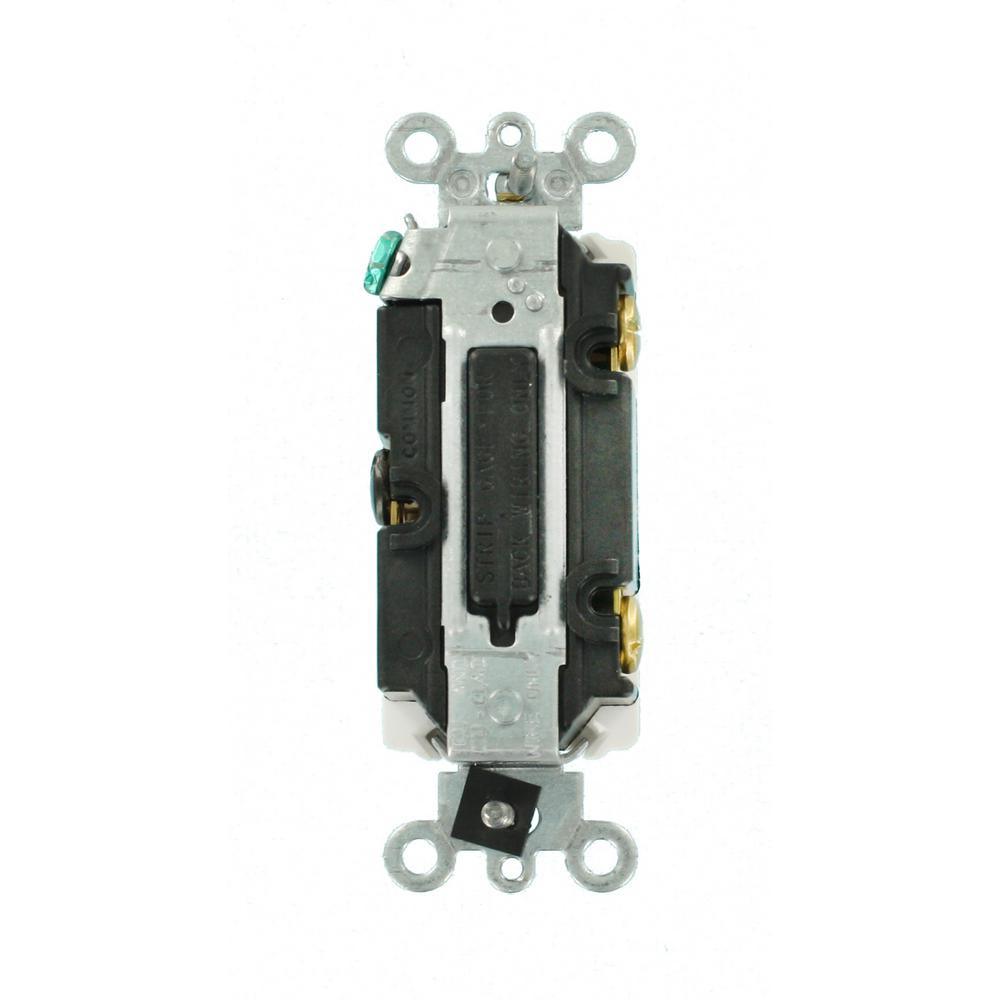 20 Amp Decora Plus Commercial Grade 3-Way Lighted Rocker Switch with Pilot Light, White - Super Arbor