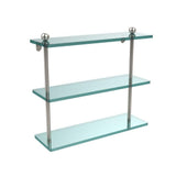 16 in. L x 15 in. H x 5 in. W 3-Tier Clear Glass Bathroom Shelf in Satin Nickel - Super Arbor