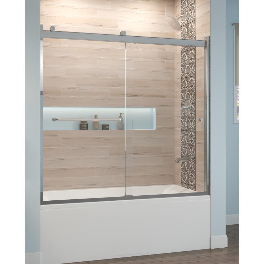 Rotolo 60 in. x 57 in. Semi-Frameless Sliding Bathtub Door in Matte Black - Super Arbor
