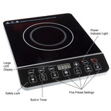 Portable Induction Cooktop 1800-Watt Single Burner Electric Hot Plate