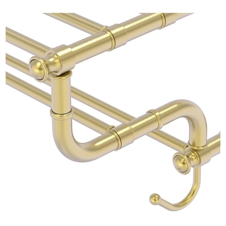 Allied Brass Carolina Collection 30-in Towel Shelf with Double Towel Bar in Satin Brass
