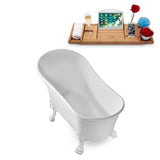 67 in. Acrylic Clawfoot Non-Whirlpool Bathtub in White - Super Arbor