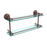Que New 22 in. L x 8 in. H x 5 in. W 2-Tier Clear Glass Bathroom Shelf with Gallery Rail in Satin Nickel - Super Arbor