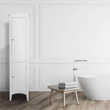 Simon 15 in. W x 63 in. H x 13-1/4 in. D Bathroom Linen Storage Floor Cabinet with 2-Shutter Doors in White - Super Arbor