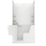 Nova Wheelchair Accessible 5 ft. Walk-in Whirlpool and Air Bathtub with Flat Easy Up Adhesive Wall Surround in Biscuit - Super Arbor