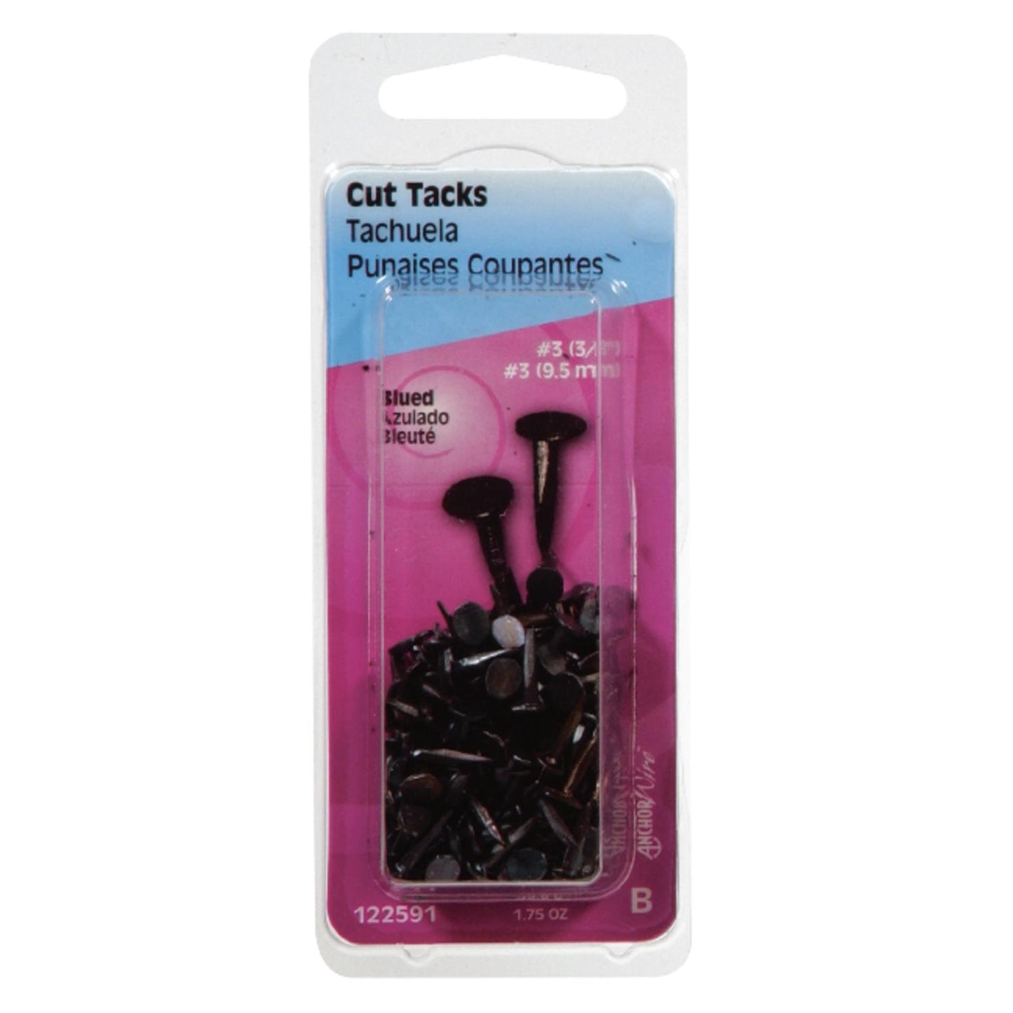 Hillman No. 3 x 3/8 in. Blue Steel Cut Tacks, 1.75 oz Pack