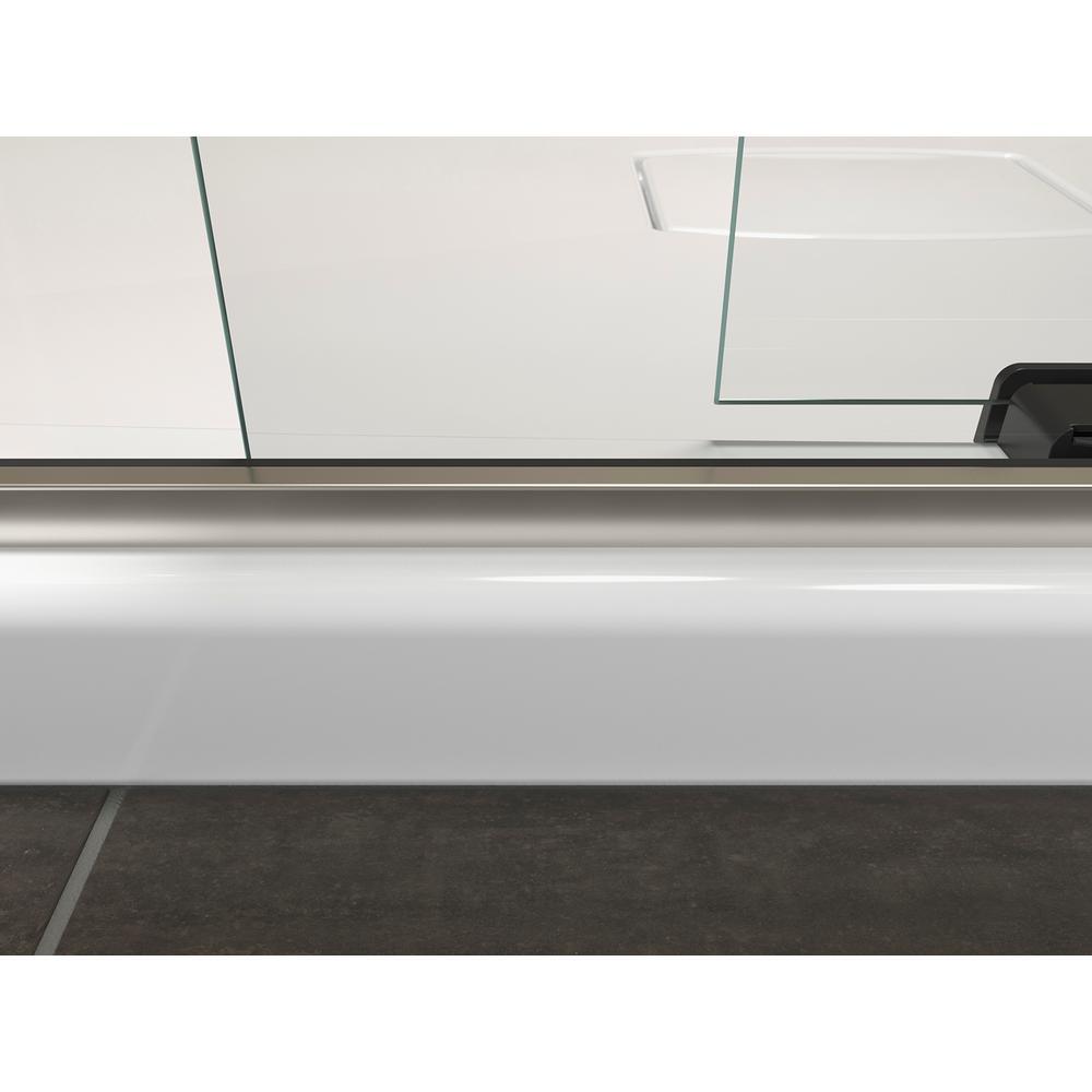 Levity 59 in. x 74 in. Frameless Sliding Shower Door in Matte Nickel with Handle - Super Arbor