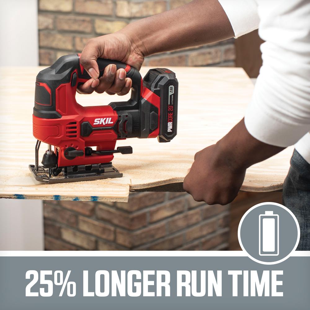 PWRCORE 20-Volt Lithium-Ion Cordless 7/8 in. Stroke Length Jigsaw Kit - Super Arbor