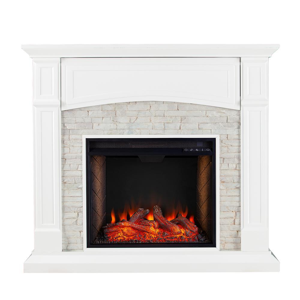 Ernesto Alexa-Enabled 45.75 in. Electric Smart Fireplace in White - Super Arbor