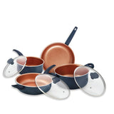 Copper Collection 16-Piece Copper Nonstick Cookware Set in Blue