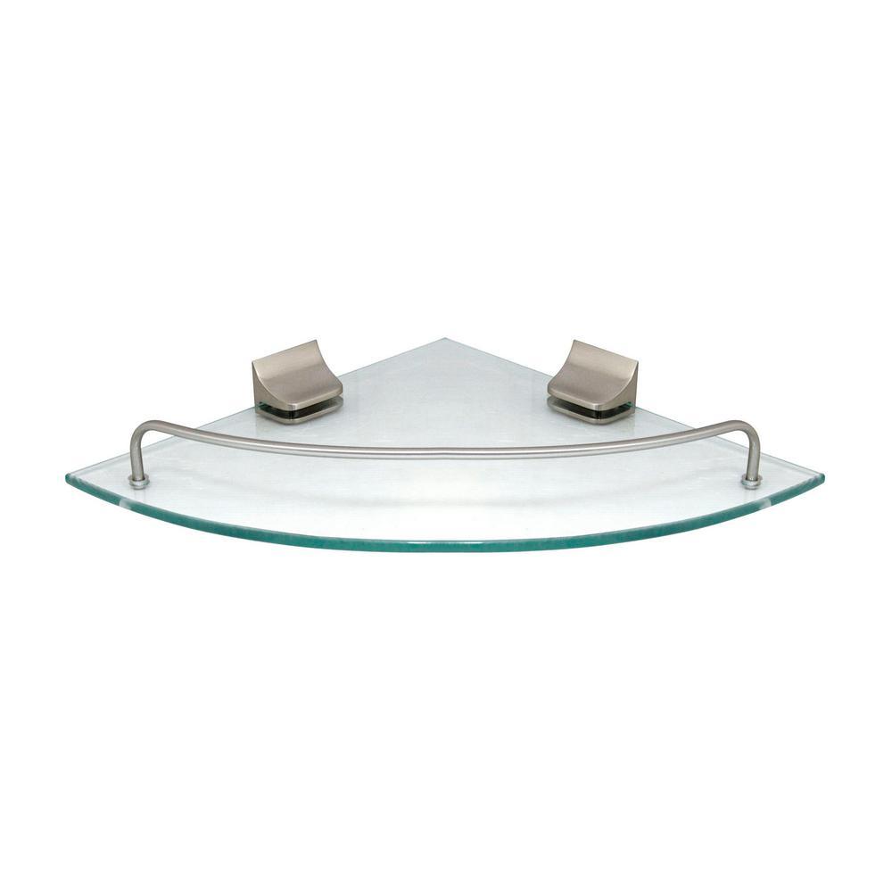 9.5 in. x 9.5 in. Glass Corner Shelf with Pre-Installed Rails in Rubbed Bronze - Super Arbor