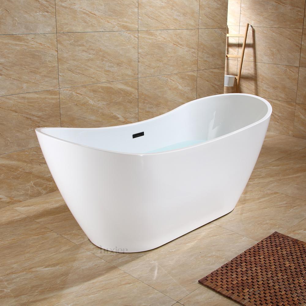 70 in. Luxury Acrylic Flatbottom Soaking Bathtub Spa in White with Oil Rubbed Bronze Trim - Super Arbor
