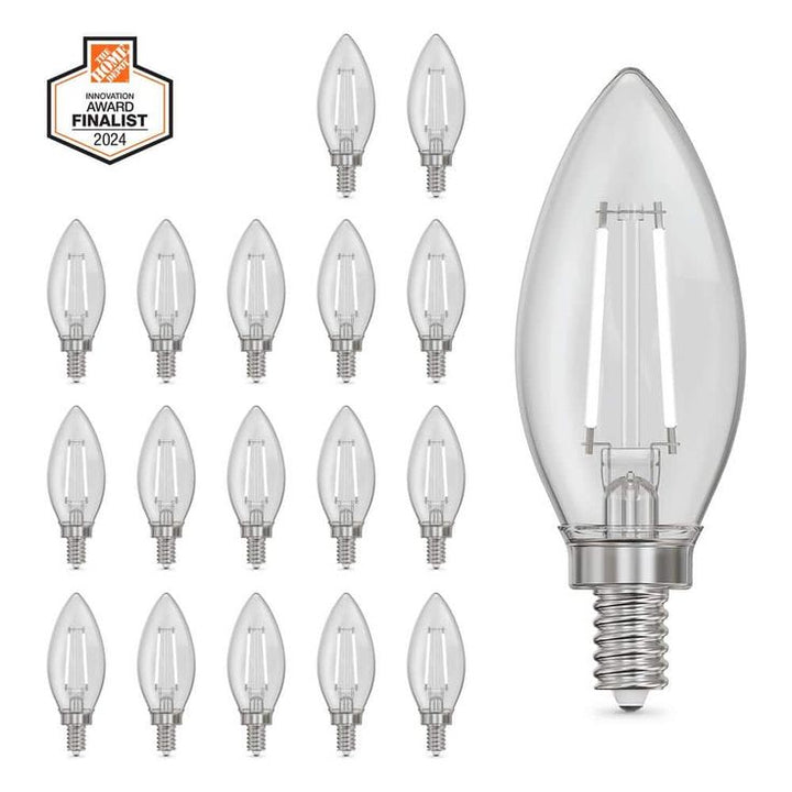 Feit Electric 25-Watt Equivalent (2700K) B10 Dimmable Filament LED Clear Glass Light Bulb, Soft White (12-Pack)