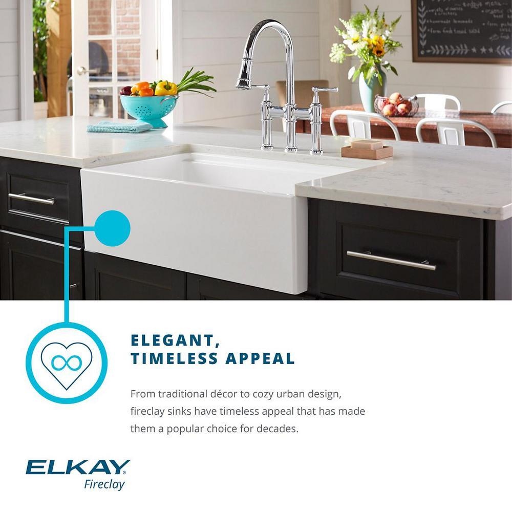 Explore Farmhouse Apron Front Fireclay 33 in. Double Bowl Kitchen Sink in White - Super Arbor