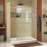 Essence 56 to 60 in. x 76 in. Semi-Frameless Sliding Shower Door in Brushed Nickel - Super Arbor