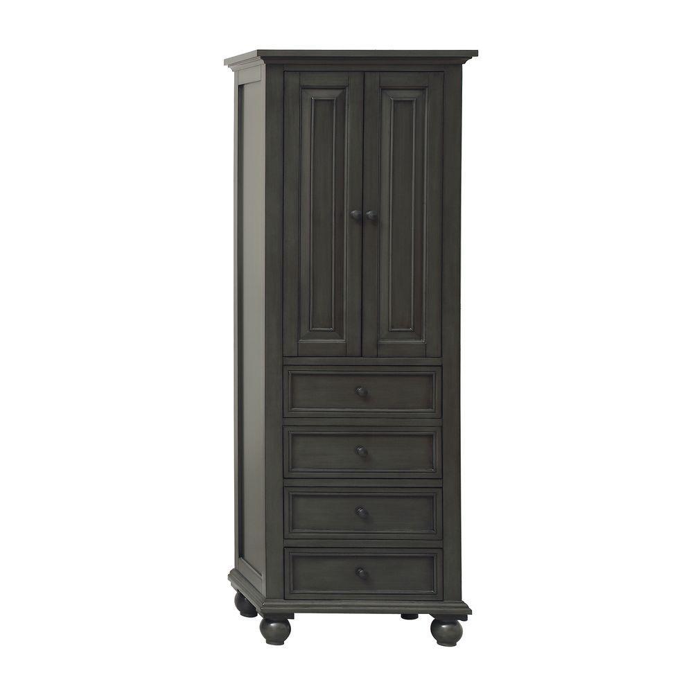 Thompson 24 in. W x 68 in. H x 16 in. D Bathroom Linen Storage Cabinet in Charcoal Glaze - Super Arbor