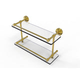 Dottingham 16 in. L x 8 in. H x 5 in. W 2-Tier Clear Glass Bathroom Shelf with Gallery Rail in Polished Nickel - Super Arbor