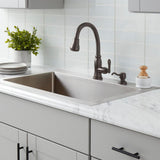 Pavilion Single-Handle Pull-Down Kitchen Faucet with TurboSpray and FastMount and Soap Dispenser in Bronze - Super Arbor