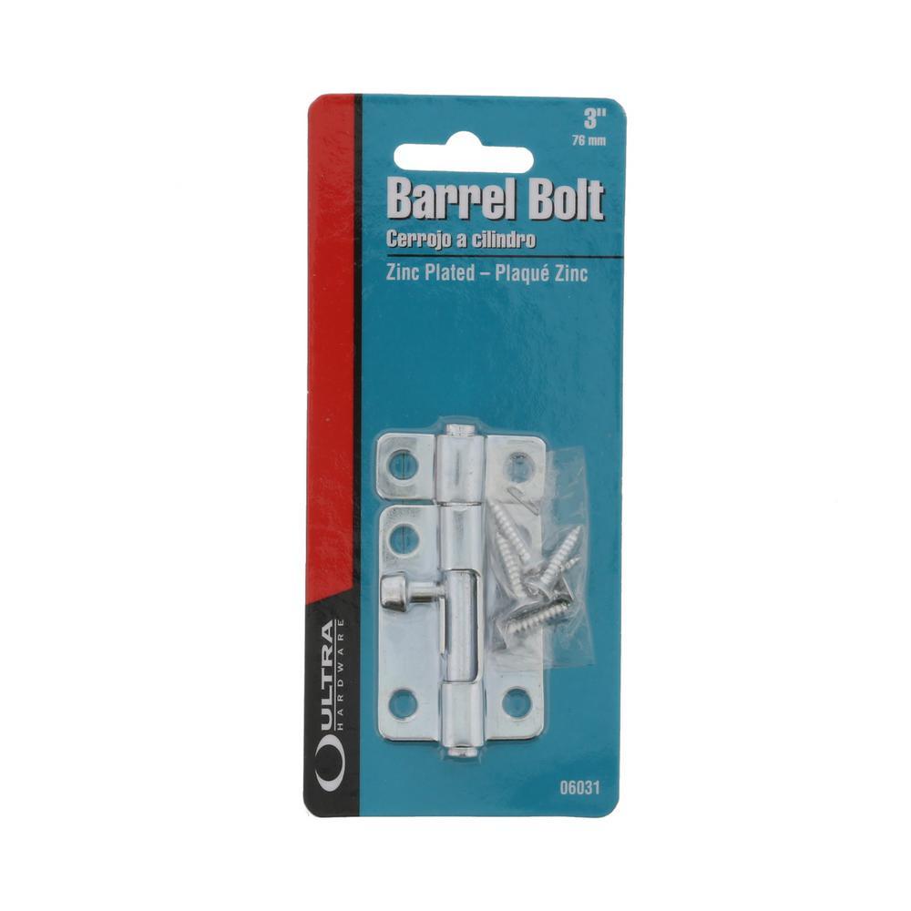 3 in. Zinc Plated Barrel Surface Bolt - Super Arbor