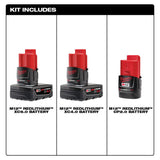 M12 12-Volt Lithium-Ion 6 Ah/4 Ah/2 Ah Extended Capacity Battery Packs (3-Batteries) - Super Arbor