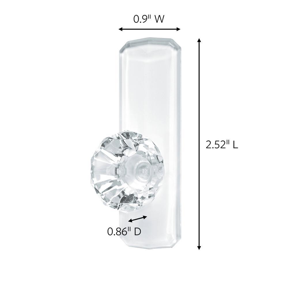 Medium Clear Crystal Hooks (2-Hooks) (3-Adhesive Strips) - Super Arbor