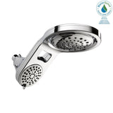 HydroRain Two-in-One 5-Spray 7.9 in. Double Wall Mount Fixed Shower Head in Chrome - Super Arbor