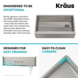 Kore Workstation Farmhouse/Apron-Front Stainless Steel 36 in. Single Bowl Kitchen Sink
