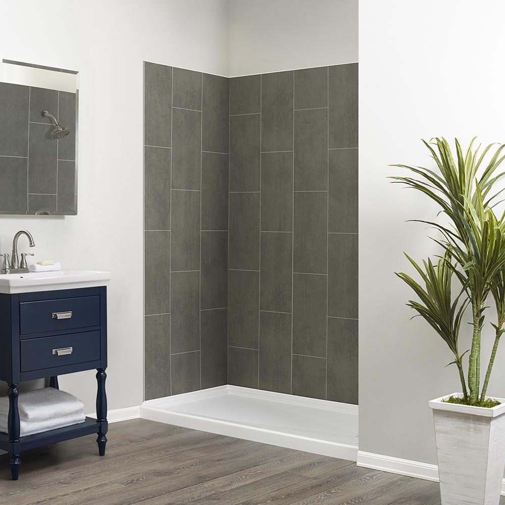 Jetcoat 32 in. x 60 in. x 78 in. 5-Piece Easy-up Adhesive Alcove Shower Surround in White Subway - Super Arbor
