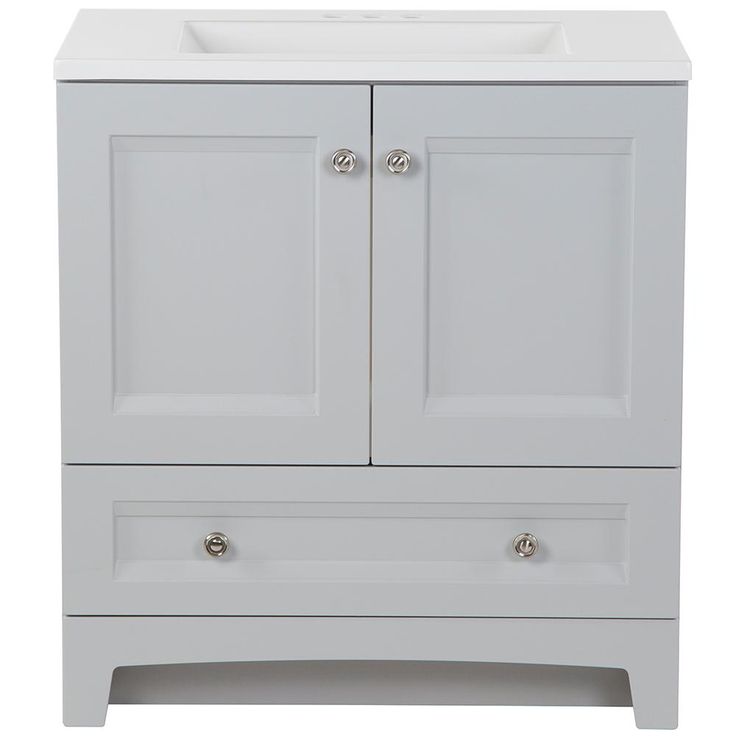 Delridge 30 in. W x 19 in. D Bath Vanity in Pearl Gray with Cultured Marble Vanity Top in White with White Sink