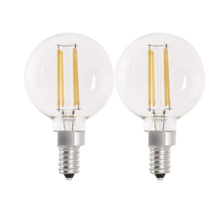 Feit Electric 60-Watt Equivalent G16.5 Candelabra Dimmable Filament ENERGY STAR Clear Glass LED Light Bulb, Soft White (2-Pack)