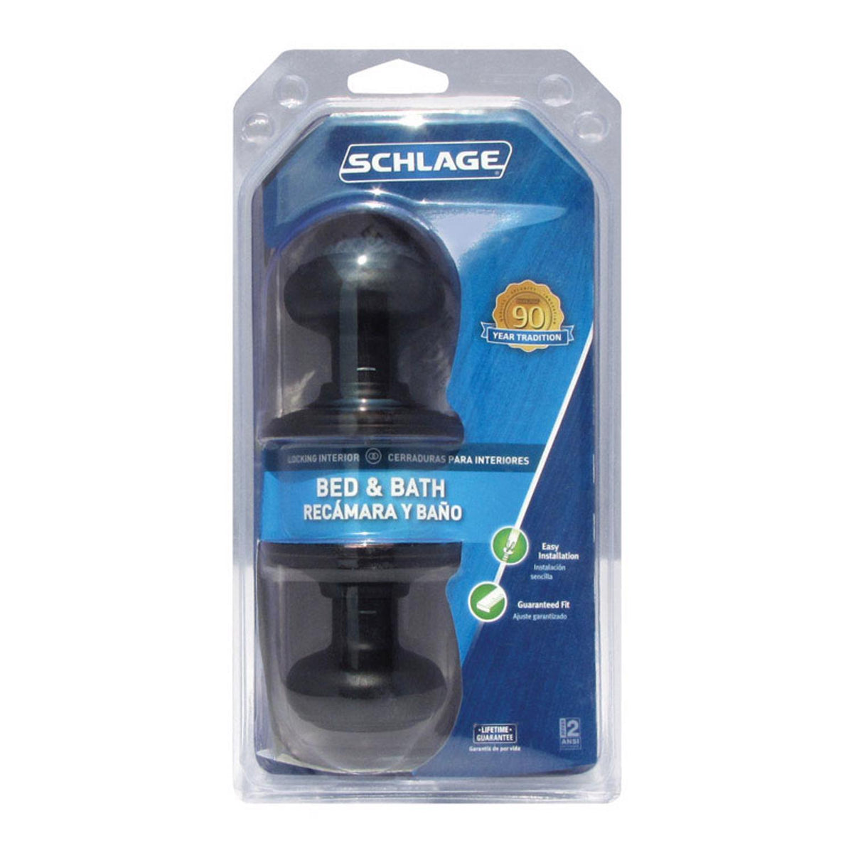 Schlage Georgian Aged Bronze Privacy Lockset, ANSI Grade 2, 1-3/4 in.