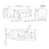 59 in. Free Standing Bathtub Streamline Stand Alone Flatbottom Acrylic Deep Soaking SPA Tubs for Adults in White - Super Arbor