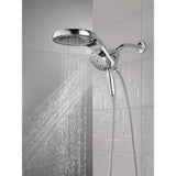 HydroRain Two-in-One 5-Spray 6 in. Dual Wall Mount Fixed and Handheld H2Okinetic Shower Head in Chrome - Super Arbor