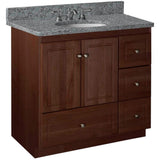 Ultraline 36 in. W x 21 in. D x 34.5 in. H Vanity with Right Drawers Cabinet Only in Natural Alder - Super Arbor