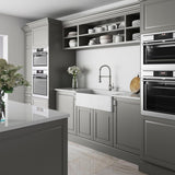 Matte Stone White Composite 33 in. Single Bowl Reversible Flat Farmhouse Apron-Front Kitchen Sink with Strainer - Super Arbor