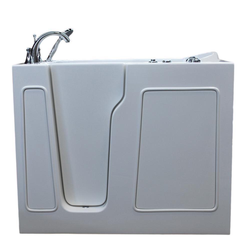 Nova Heated 45.75 in. Walk-In Whirlpool Bathtub in White with 1.28 GPF Single Flush Toilet - Super Arbor
