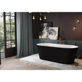 59 in. Fiberglass Double Ended Flatbottom Non-Whirlpool Bathtub in Glossy Black - Super Arbor