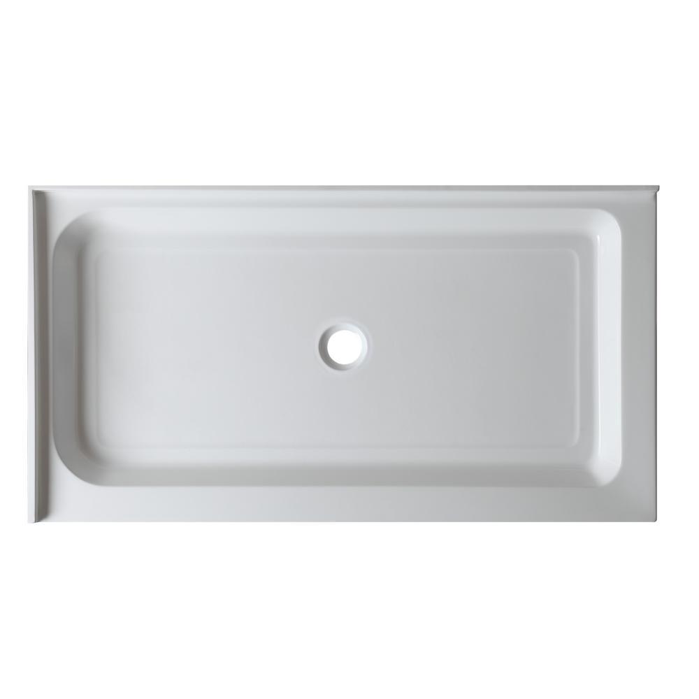 Vail 36 in. x 48 in. Double Threshold Shower Base in White - Super Arbor