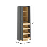 Home Decorators Collection Newport 24 in. W x 24 in. D x 96 in. H Assembled Plywood Pantry Kitchen Cabinet in Deep Onyx with 4ROT Soft Close