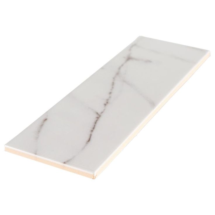 Jeffrey Court Glossy Carrara White 4 in. x 12 in. Ceramic Wall Tile (9.687 sq. ft. / case)