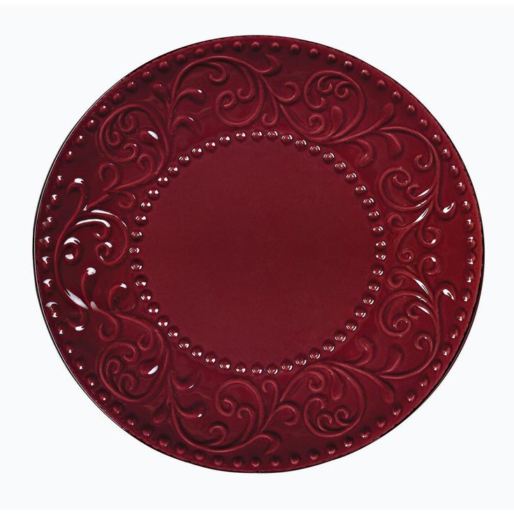 16-Piece Lorren Home Stoneware Scroll Dinnerware Set-Merlot