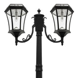 Victorian Bulb Series 2-Head Black Solar Lamp Post with GS Solar LED Light Bulb